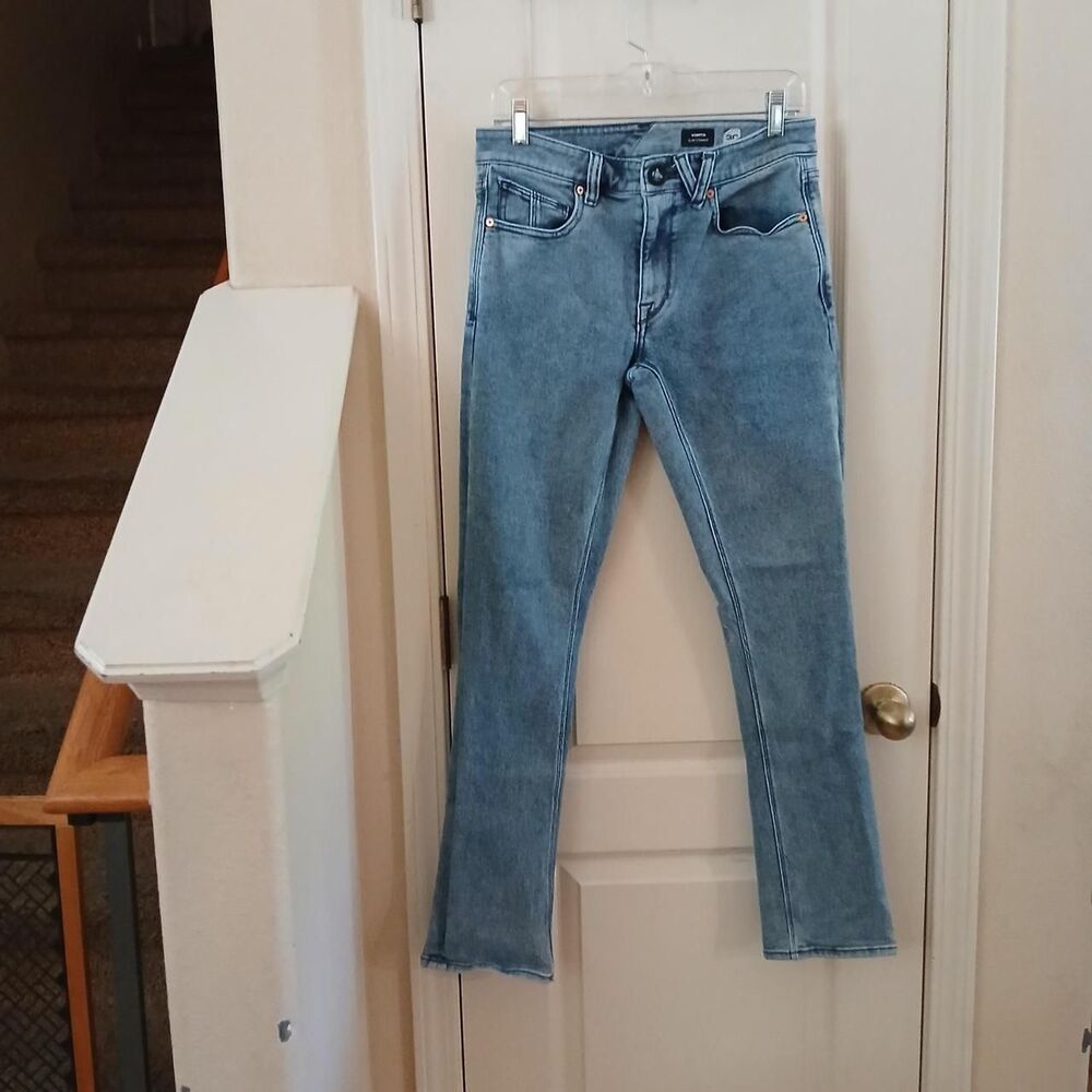 Volcom Vorta Slim Straight Medium Wash Denim Jeans 30x32 Skater Streetwear Emo